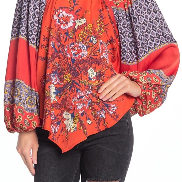 Free People Positano Print Blouse Size Small - Picture 4 of 6
